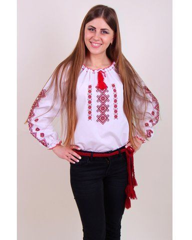 Вышитая блуза "Яринка", 140 (ріст), Красный