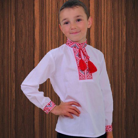 Вишиванка дитяча для хлопчика "Майкл" з Червоною вишивкою
