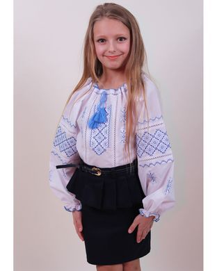 Детская вышитая блуза "Марта" с синей вышивкой, 98 (ріст)