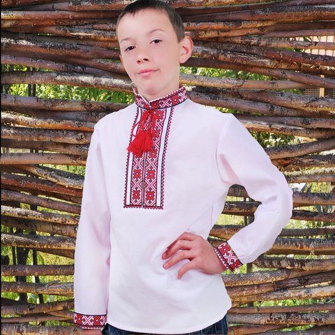 Вишиванка дитяча для хлопчика "Орест" з Червоною вишивкою