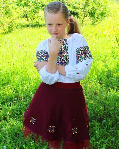 Детский вышитый комплект "Роксолана" с красной юбкой, 98 (ріст)