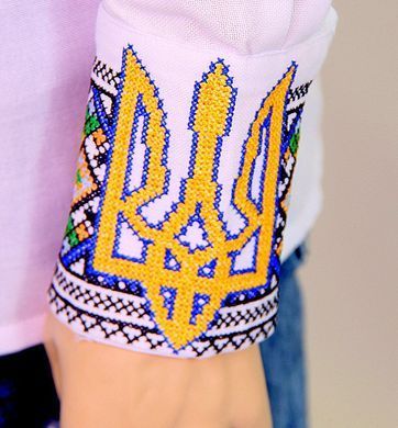 Вишиванка чоловіча "Тризуб", Льон сірий, 42